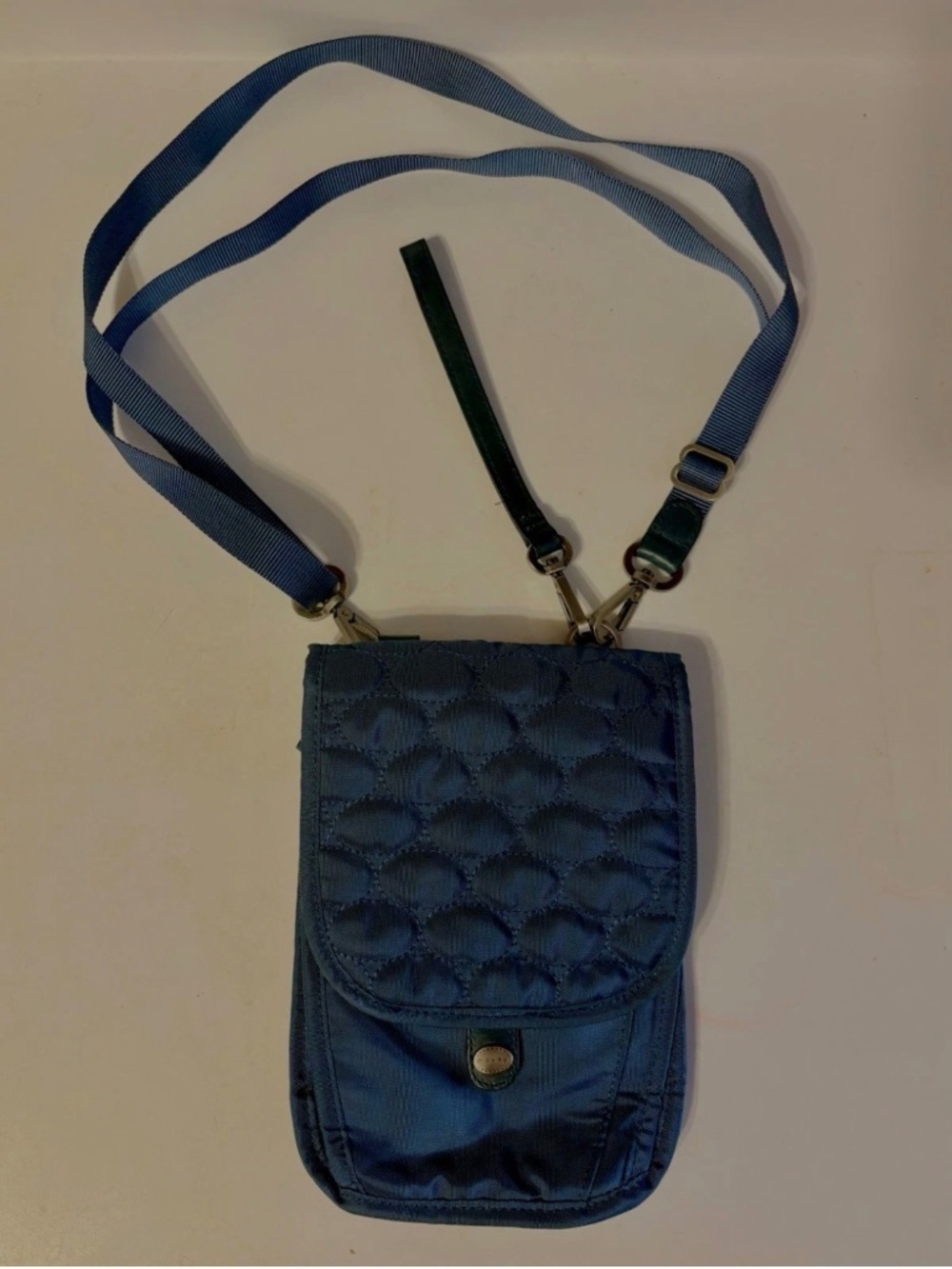 Mosey by Baggallini Quilted Blue Crossbody Bag Nylon Quilted Travel Purse Pocket